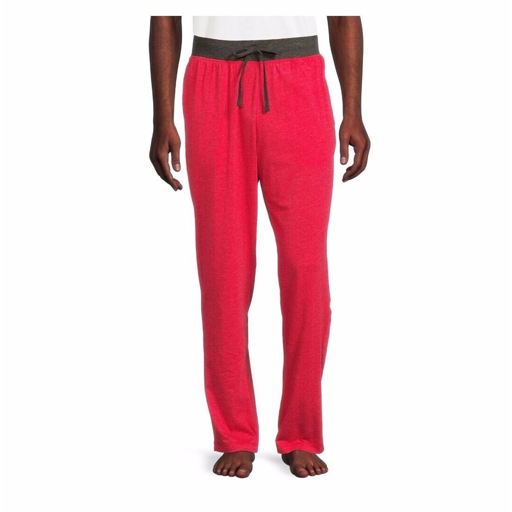 Mens Red Sleep Pants with Drawstring Pajama Bottoms Multi-Sizes